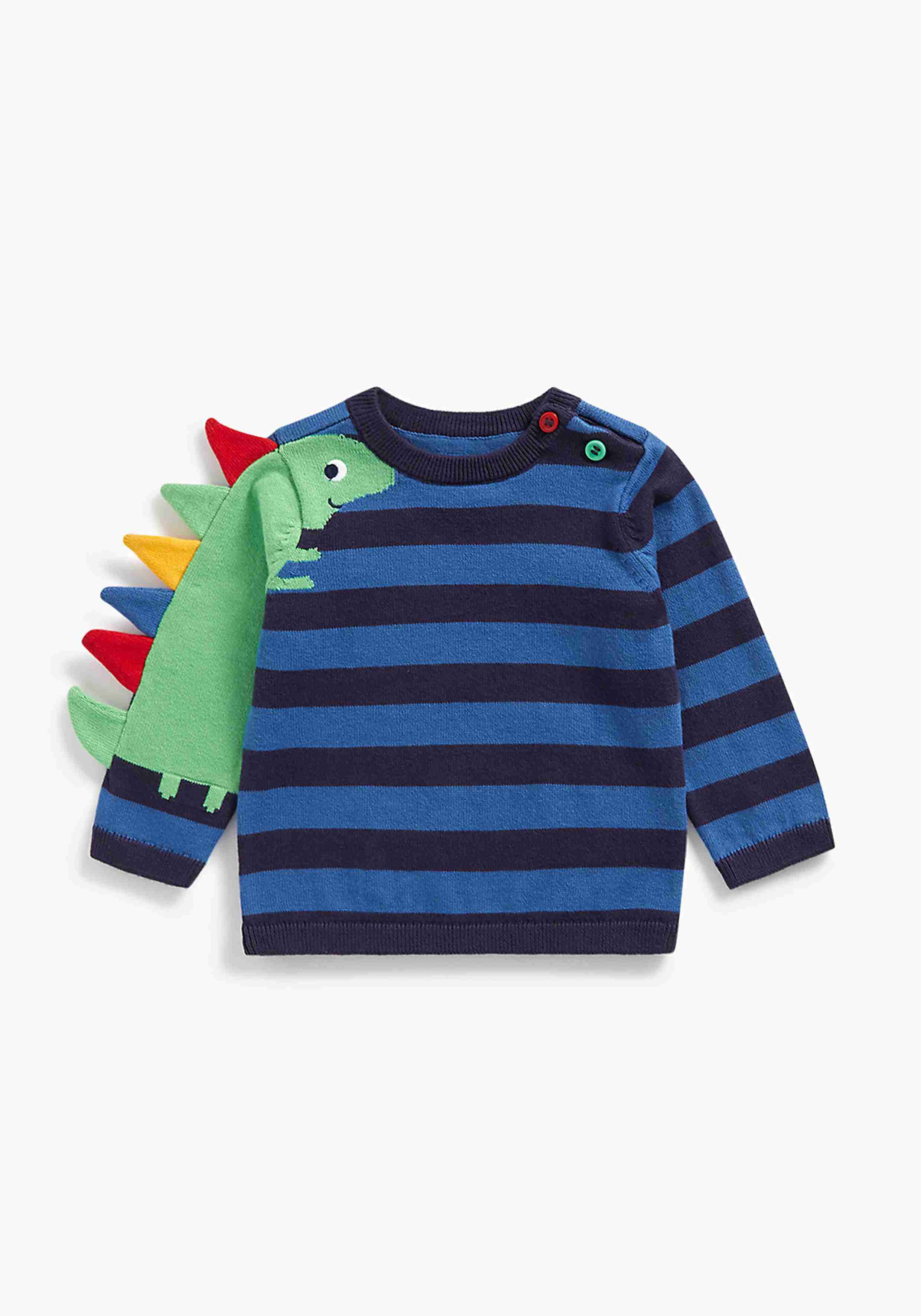 Mothercare Boys 100% Cotton Full Sleeves Sweater - Blue