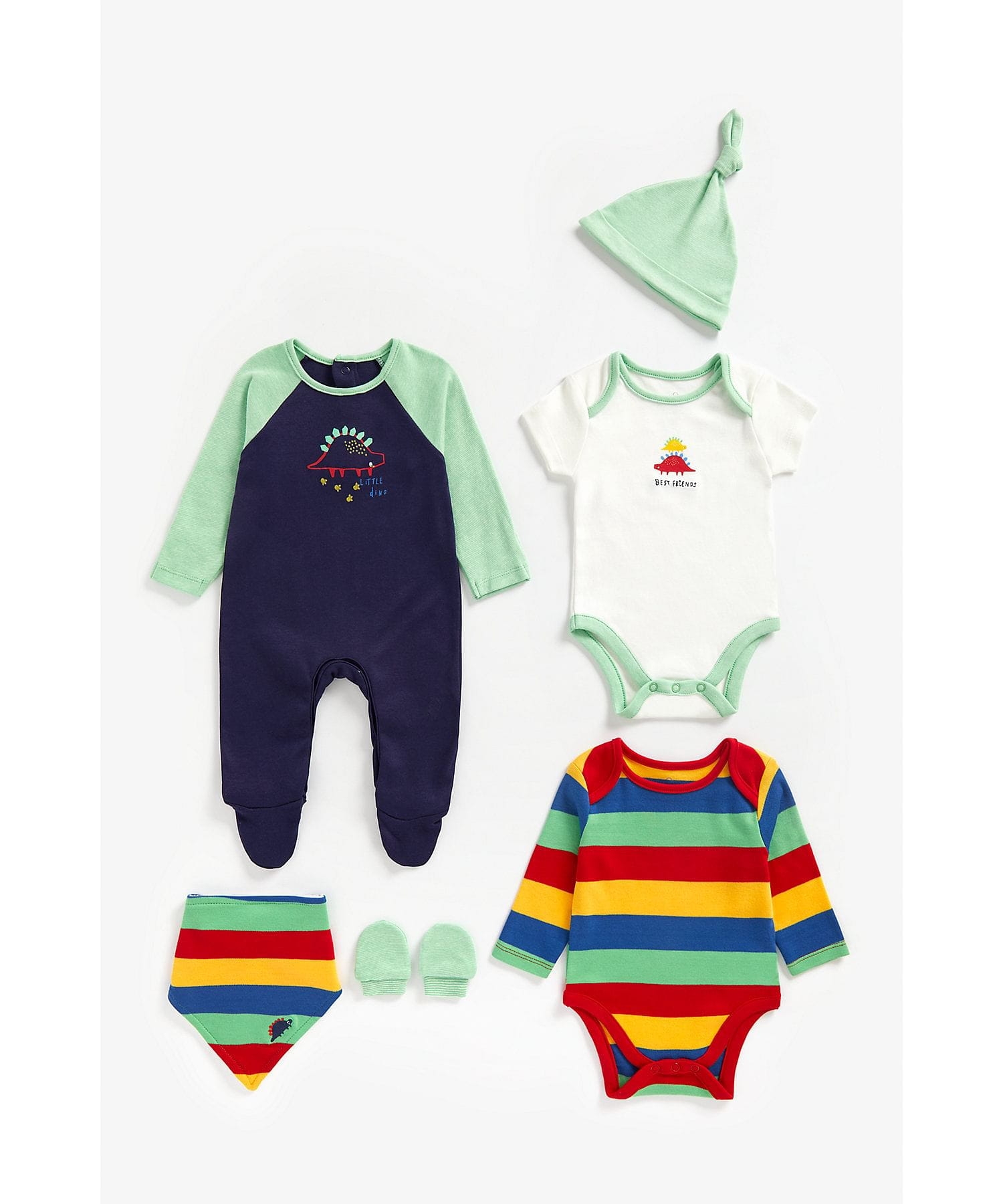 Mothercare | Boys 6 Piece Set Striped And Dino Print - Multicolor 0