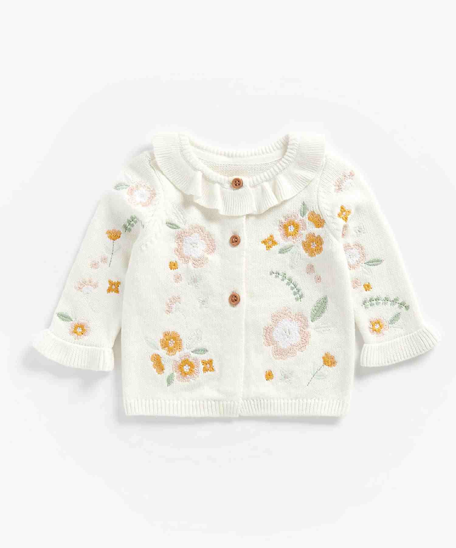 Mothercare Girls Full Sleeves Sweater - White