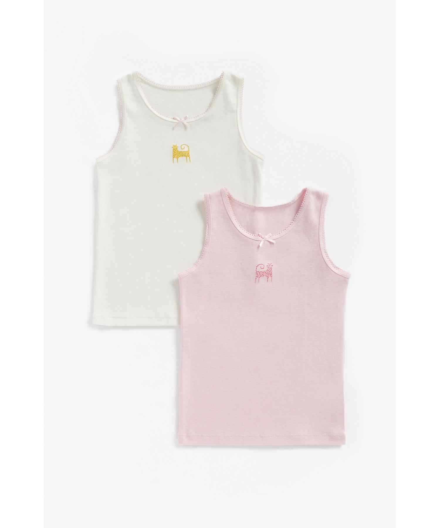 Mothercare Girls Sleeveless Vest - Pack of 2 - Multicolor