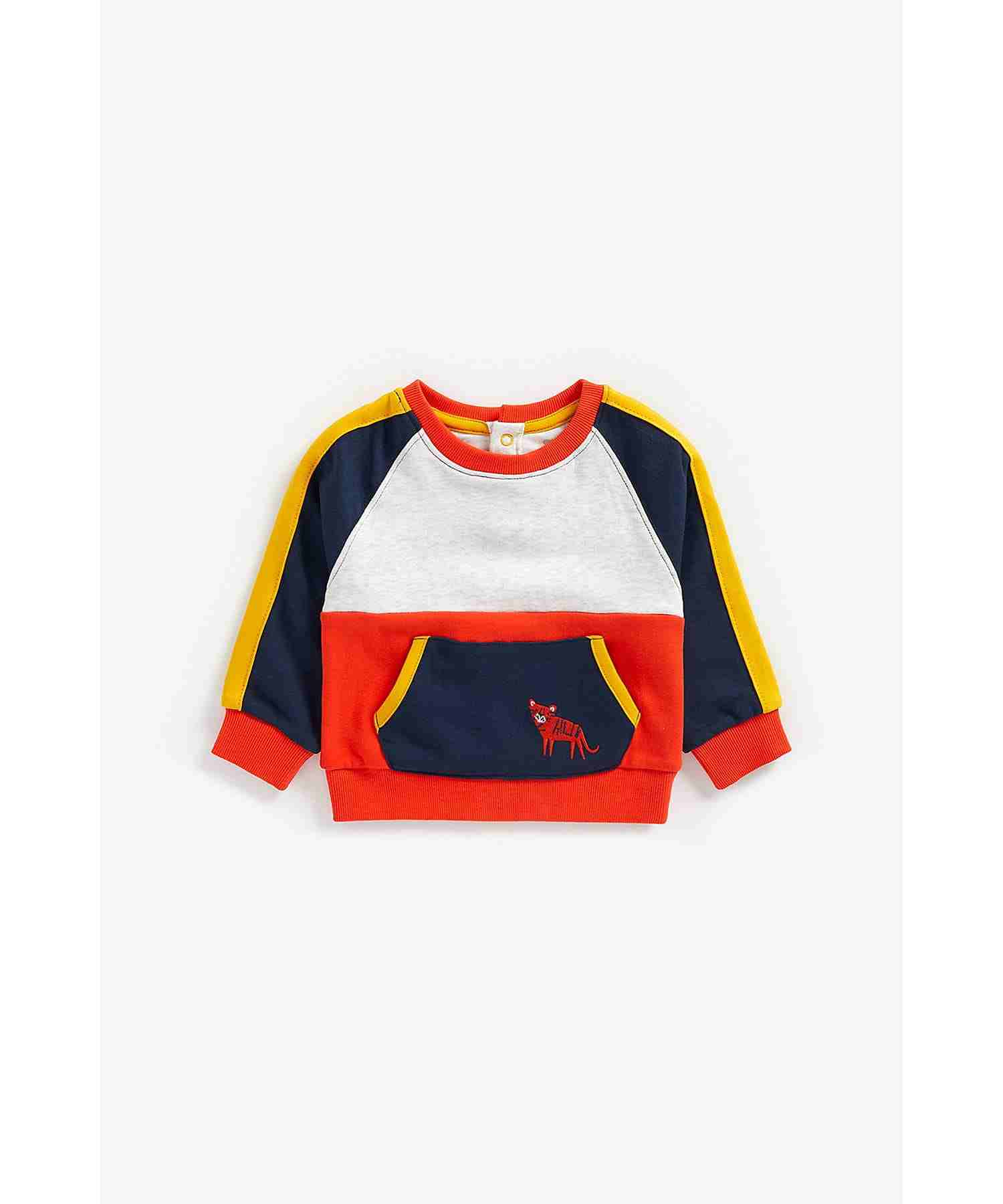 Boys Full Sleeves Sweatshirt Panel Design - Multicolor