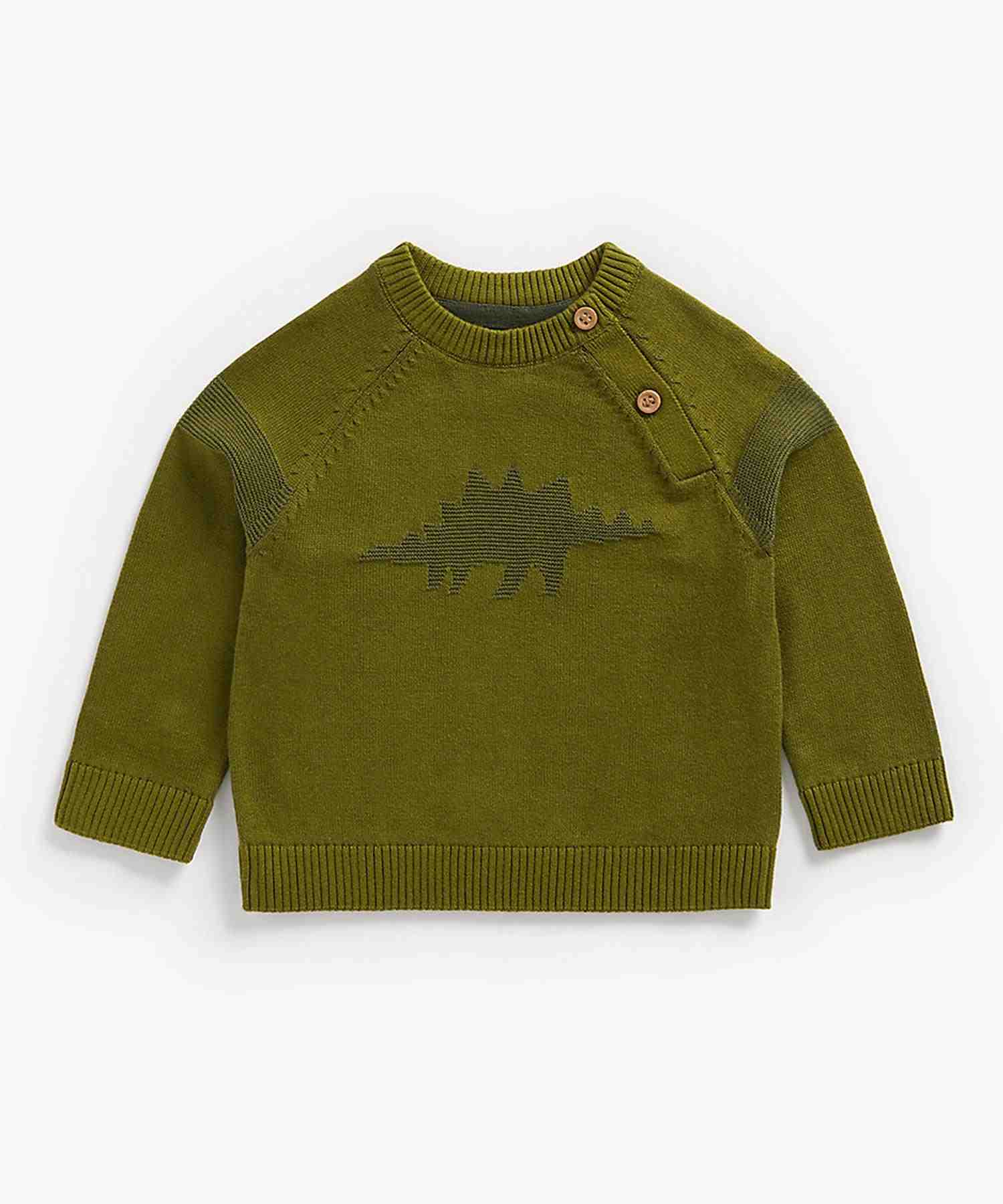 Mothercare Boys 100% Cotton Full Sleeves Sweater - Khaki