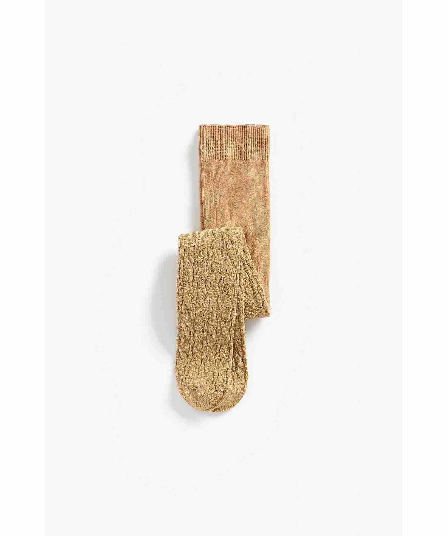 Girls Tights Lurex Cable - Gold