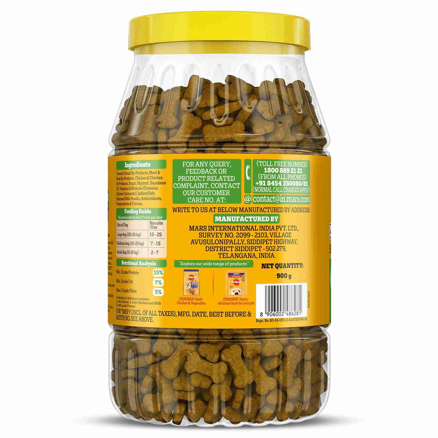 Pedigree Biscrok Protein & Calcium Biscuits for Dogs with Milk & Chicken 900 g