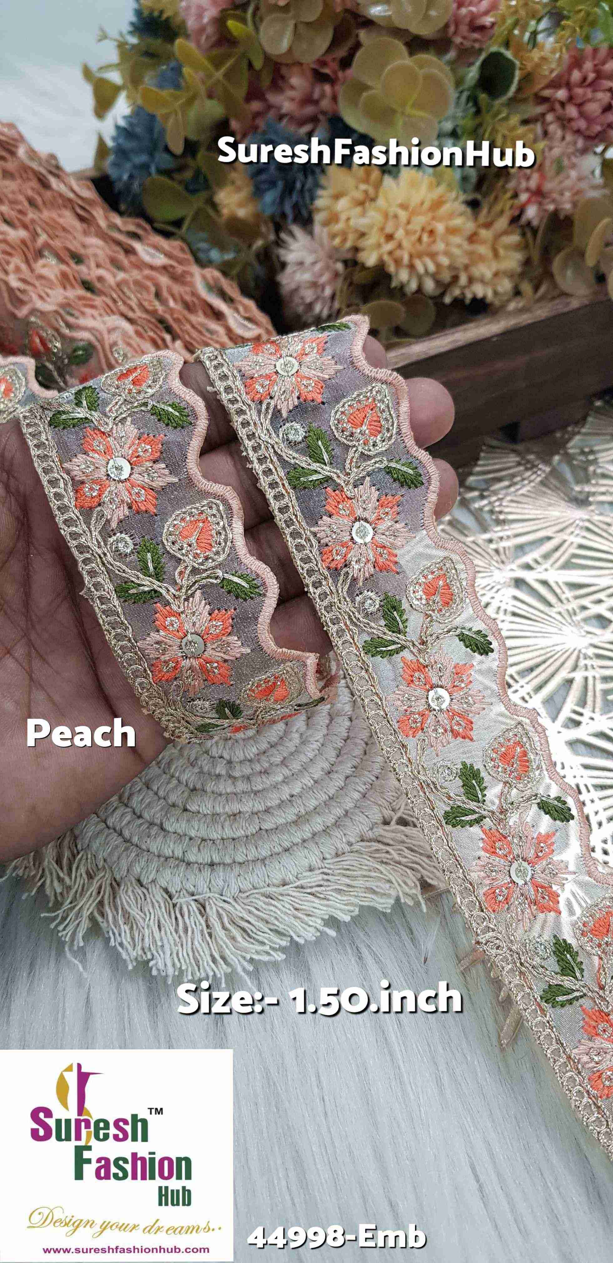 Peach Ballet Blush Embroidery Border