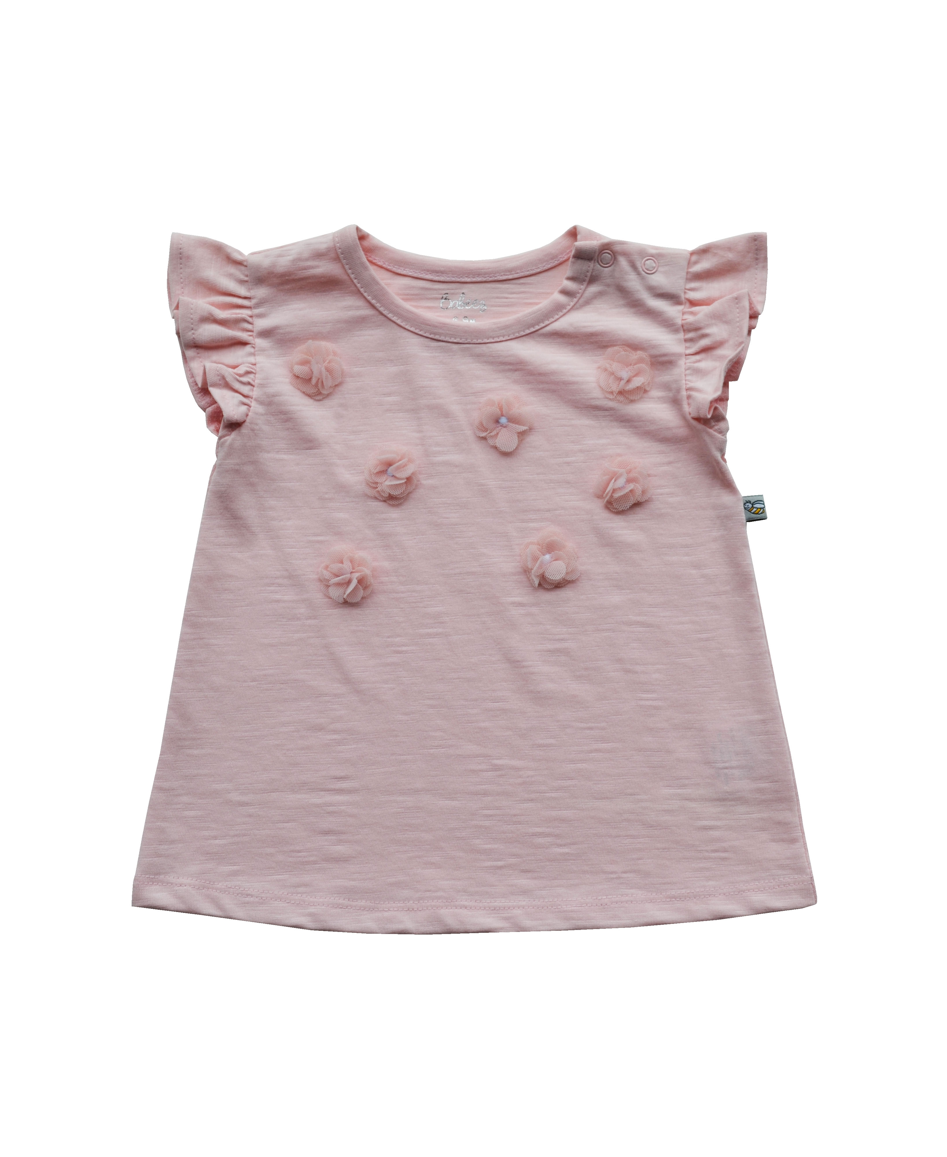 Babeez | Girls Pink Top with Flower Applique (Slub Jersey) undefined