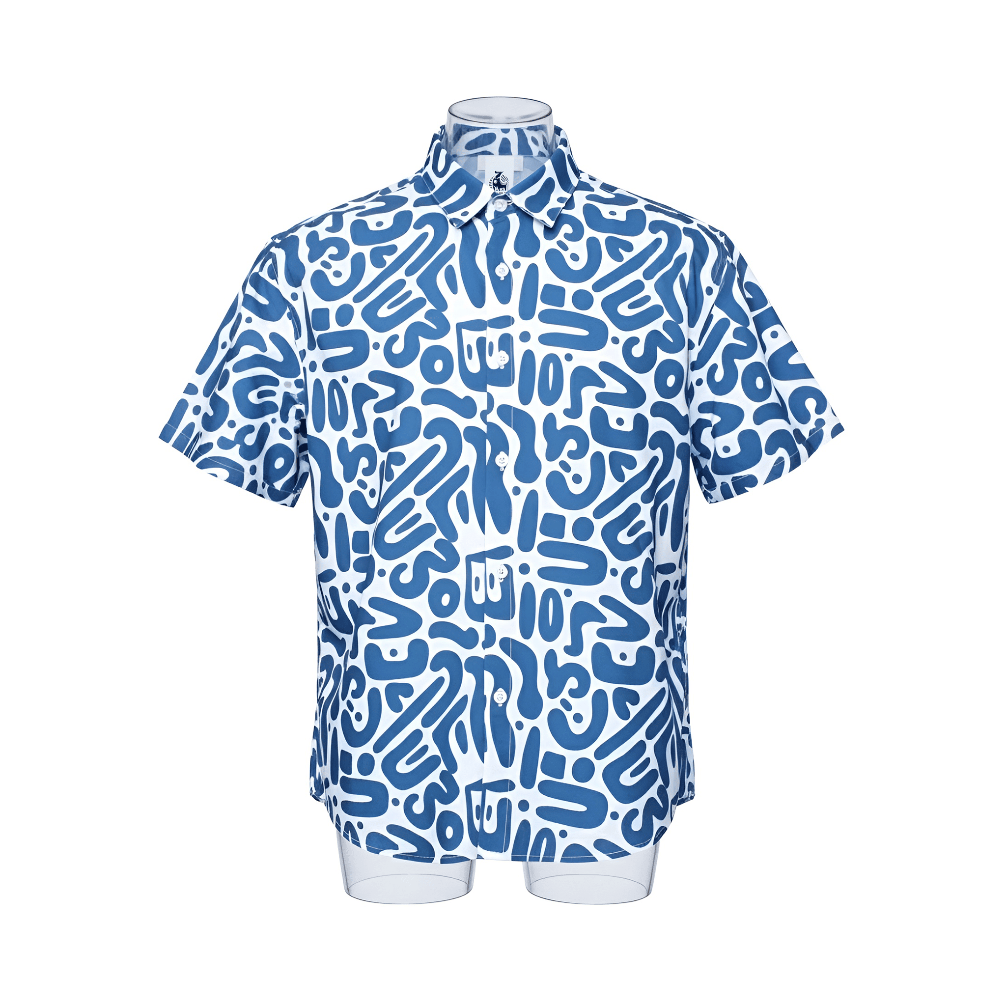 Ezra Abstract Blue Polyester Blend Shirt for Men & Women