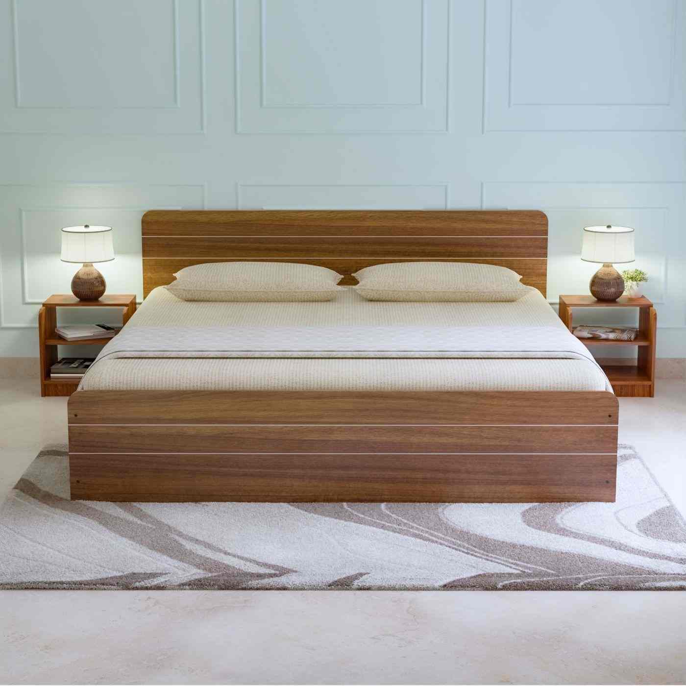 Valancia King Size Box Bed - Leon Teak Finish