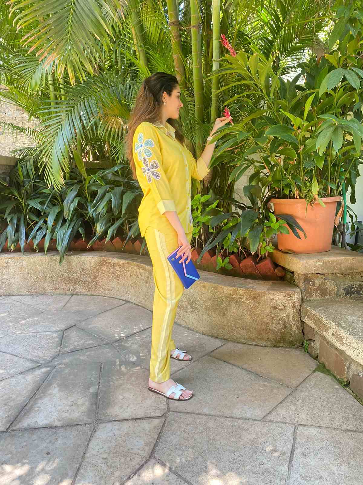 Yellow embroidered coord