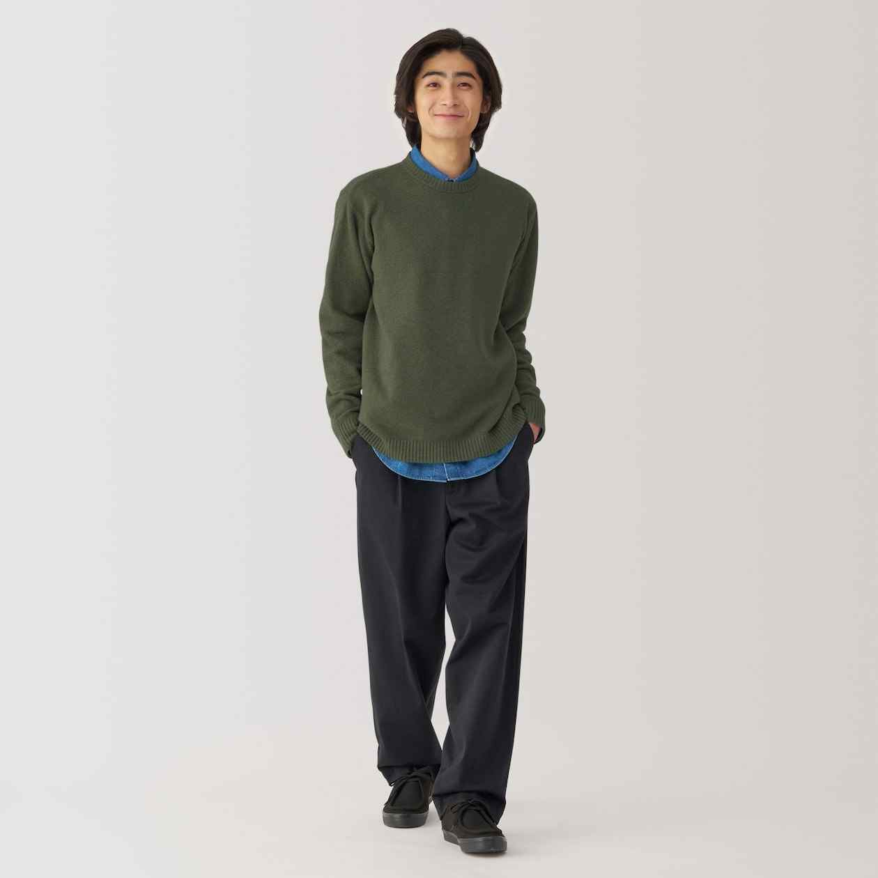 Soy fiber mid-gauge crew neck Long Sleeve sweater