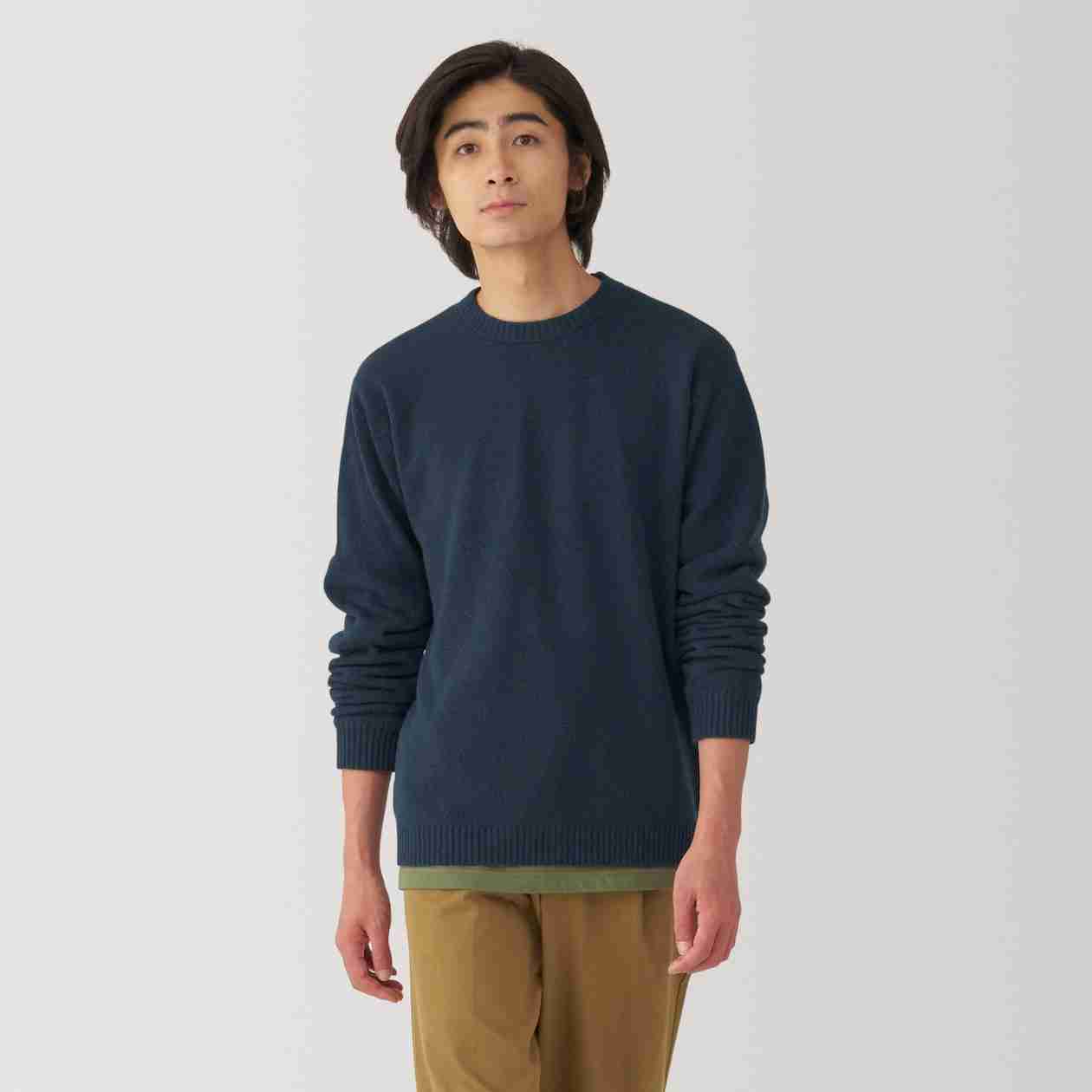 Soy fiber mid-gauge crew neck L/Slv sweater