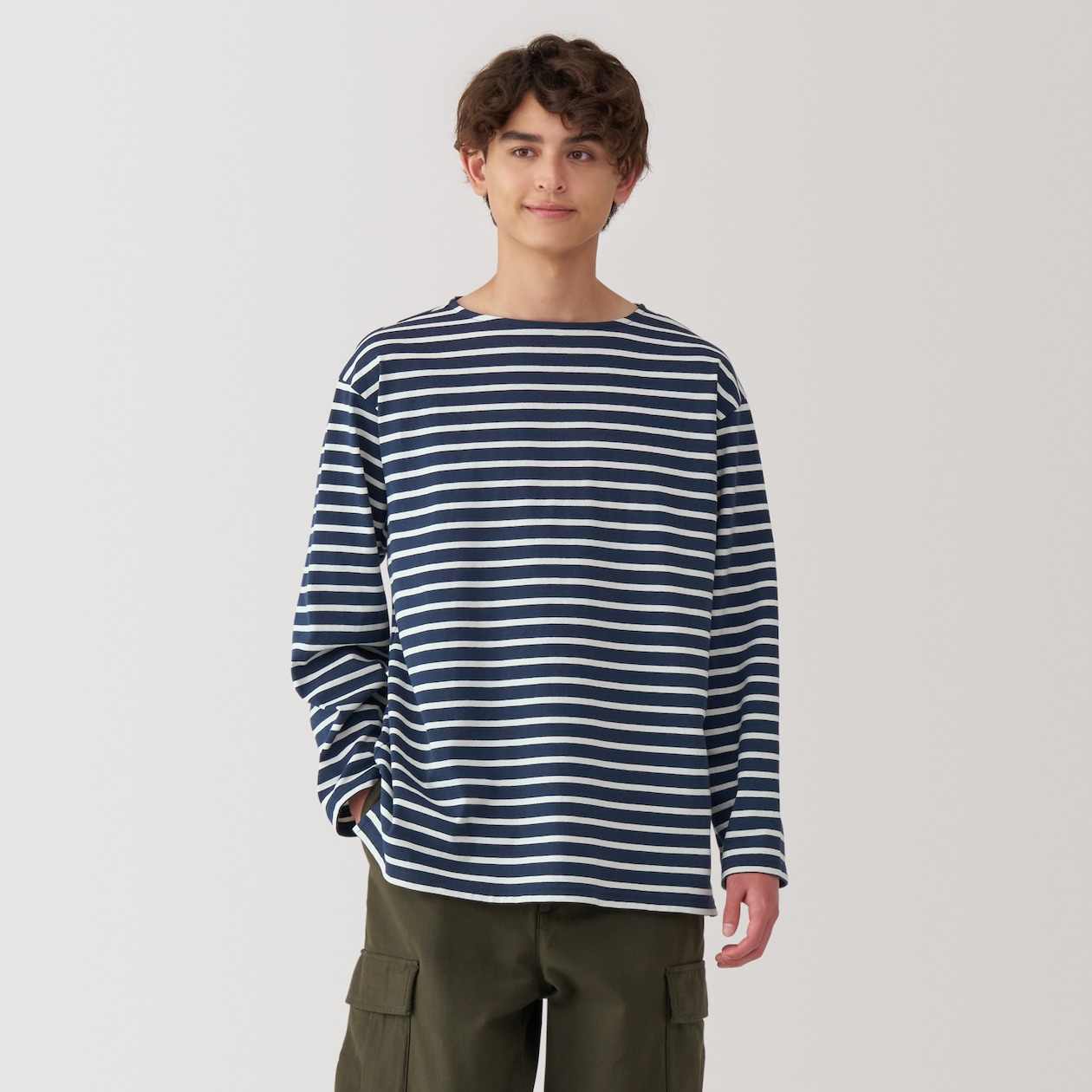 Heavy weight jersey boat neck 9/10 sleeve T-shirt