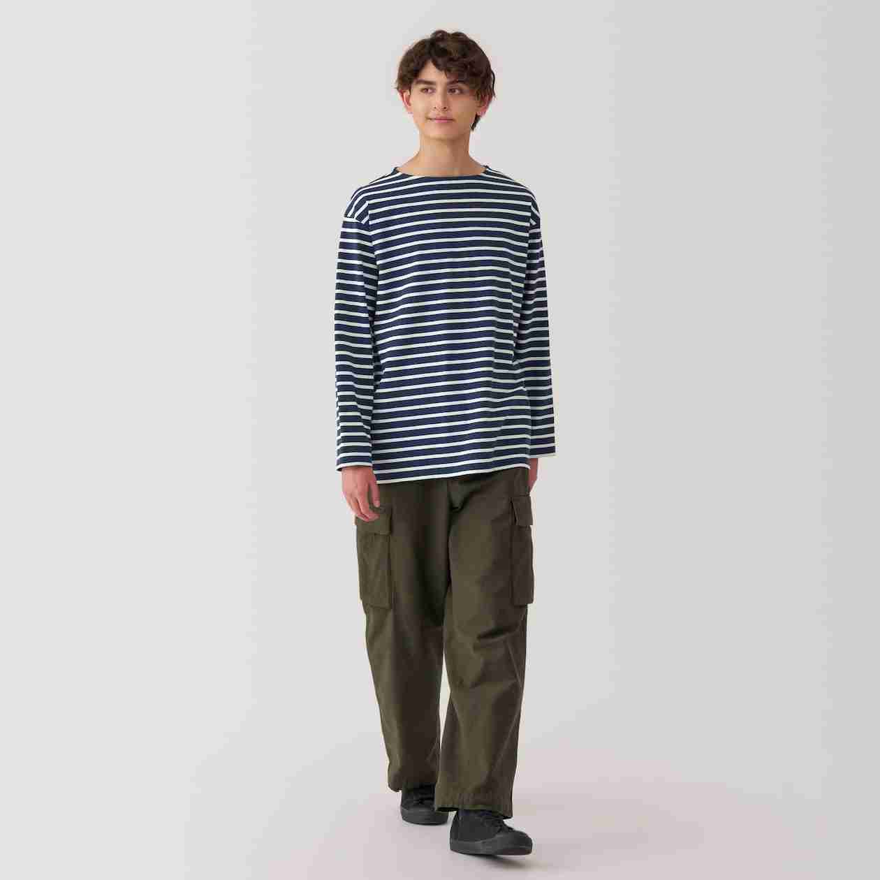 Heavy weight jersey boat neck 9/10 sleeve T-shirt