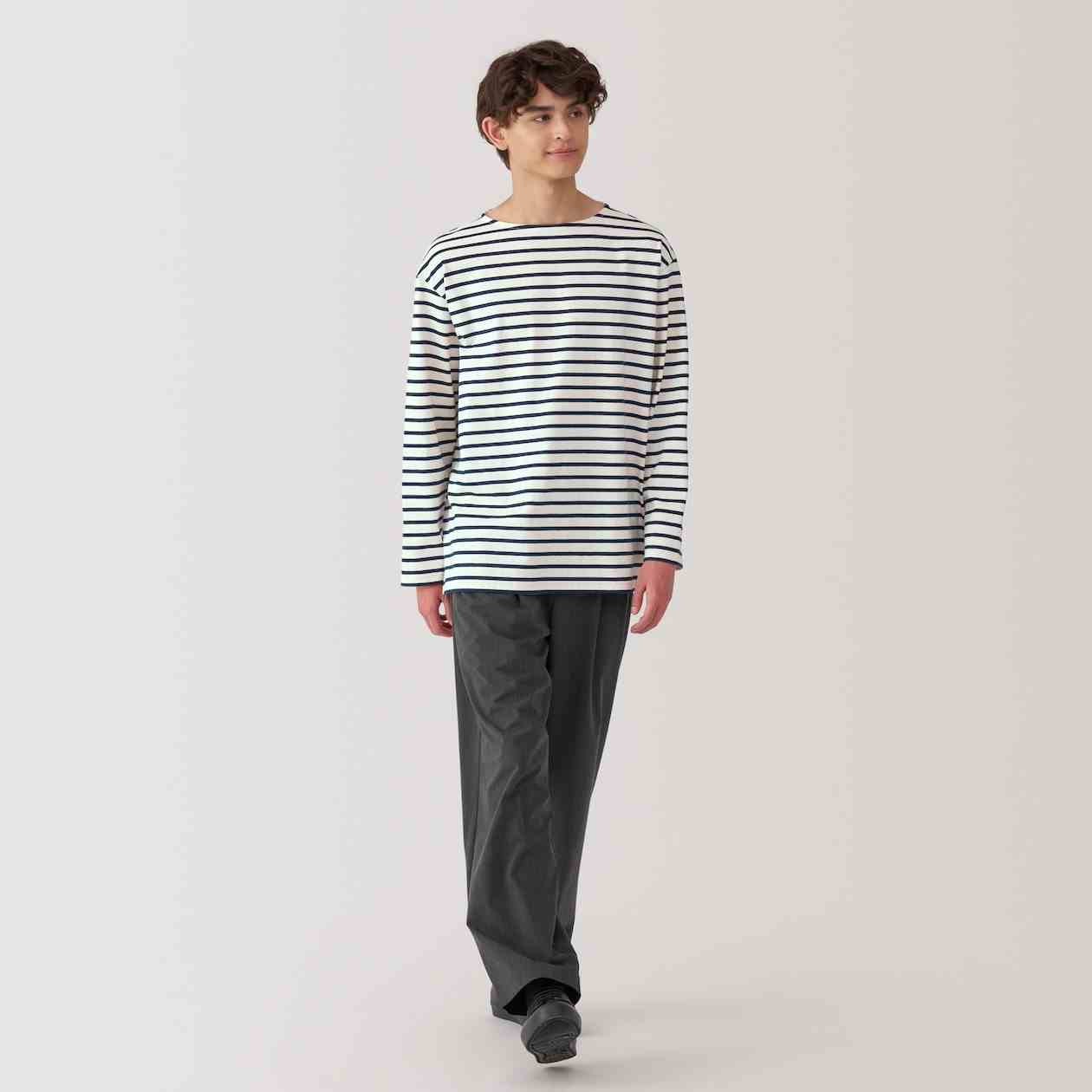 Heavy weight jersey boat neck 9/10 sleeve T-shirt