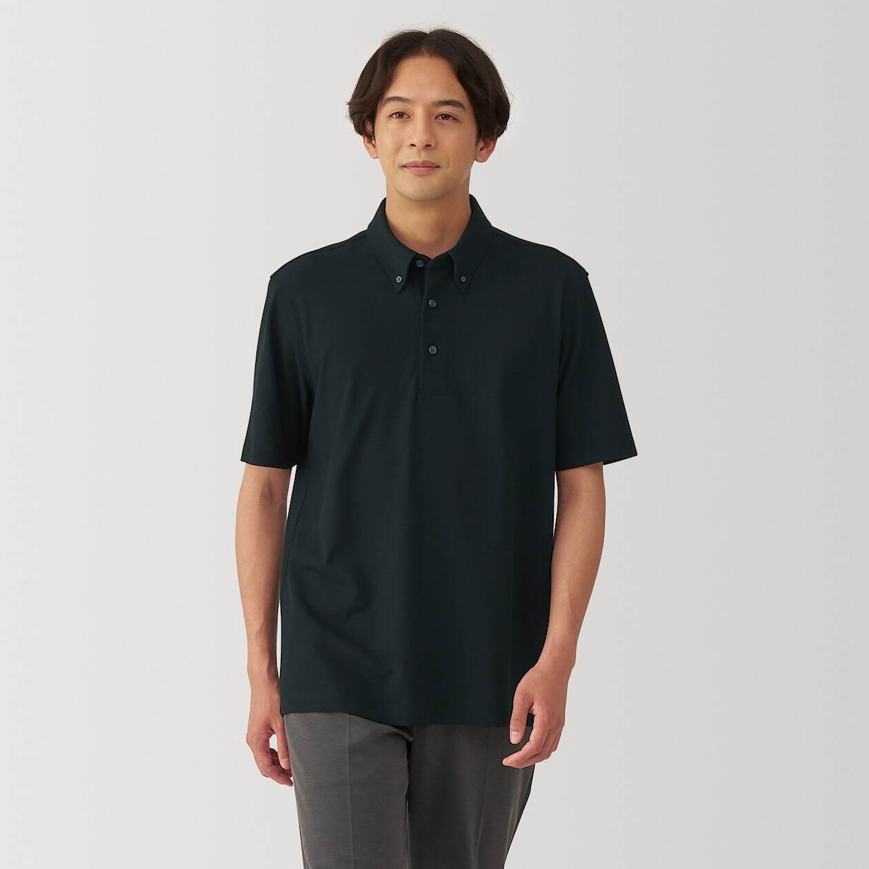 Cool touch pique button down Short Sleeve polo shirt(OS)
