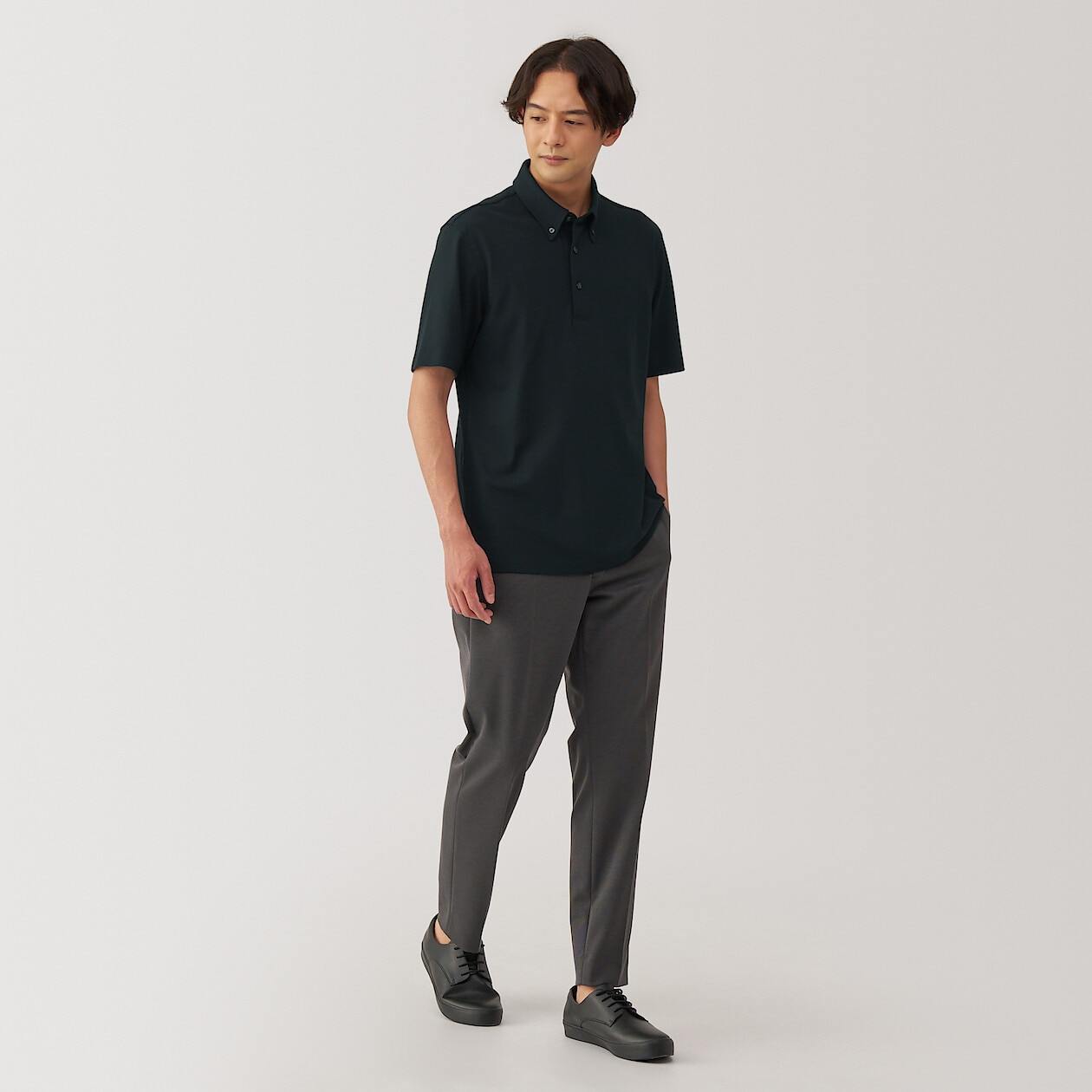 Cool touch pique button down Short Sleeve polo shirt(OS)