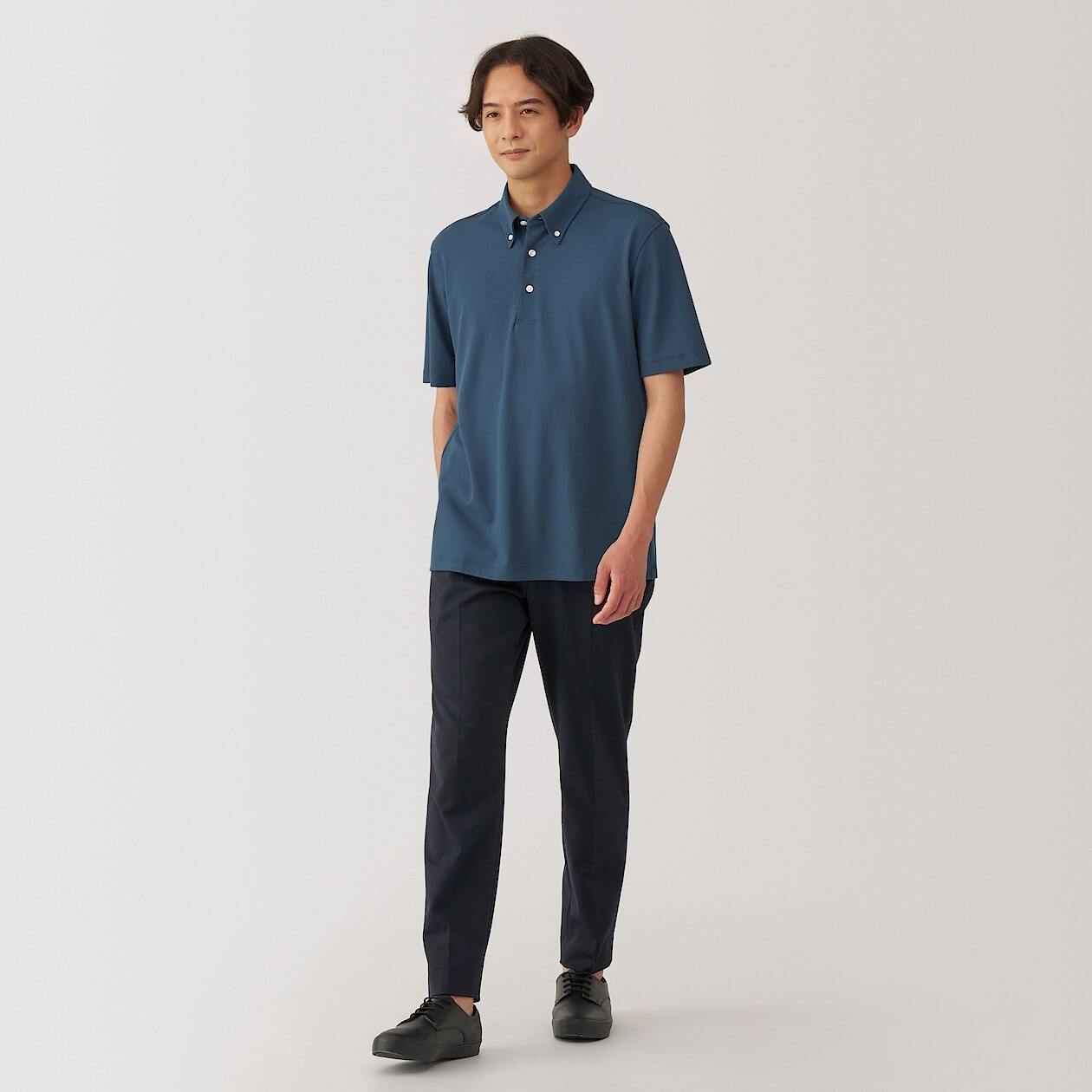 Cool touch pique button down Short Sleeve polo shirt(OS)