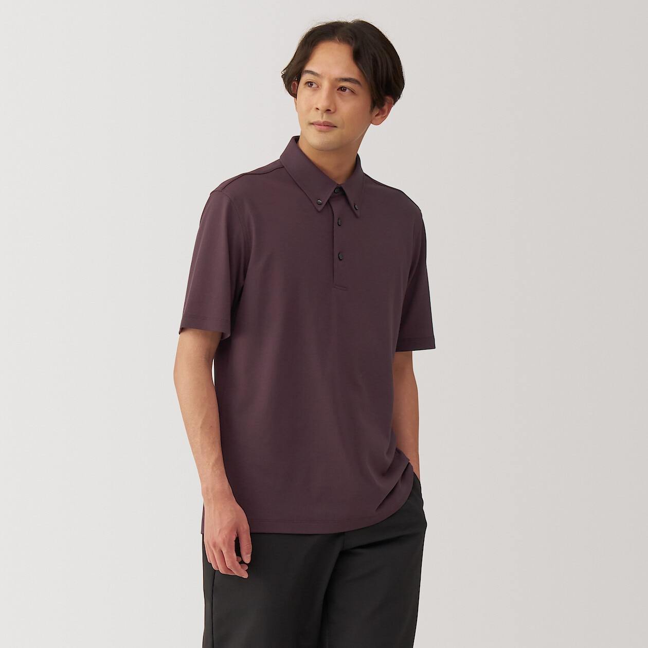 Cool touch pique button down Short Sleeve polo shirt(OS)