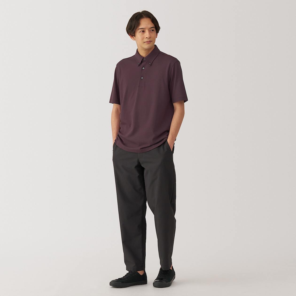 Cool touch pique button down Short Sleeve polo shirt(OS)