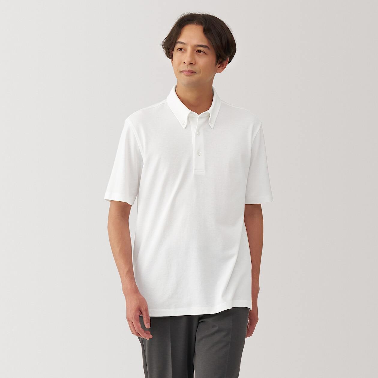 Cool touch pique button down Short Sleeve polo shirt(OS)