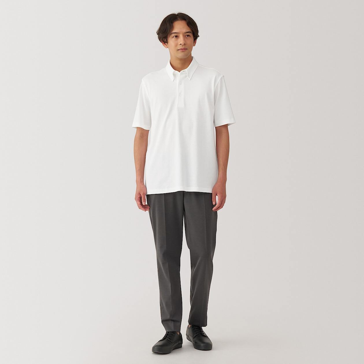 Cool touch pique button down Short Sleeve polo shirt(OS)