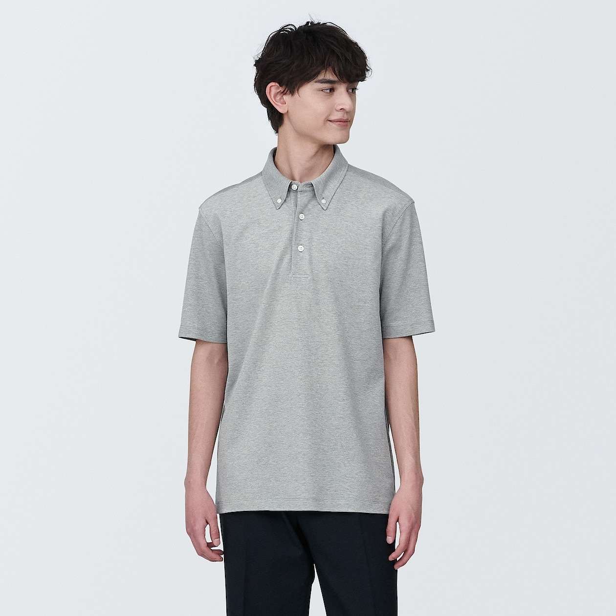 Men's Cool touch pique button down Short Sleeve polo shirt