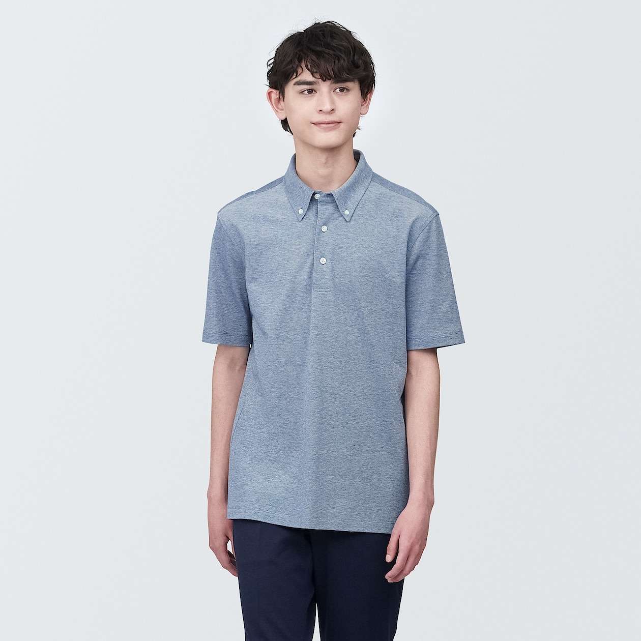 Men's Cool touch pique button down Short Sleeve polo shirt