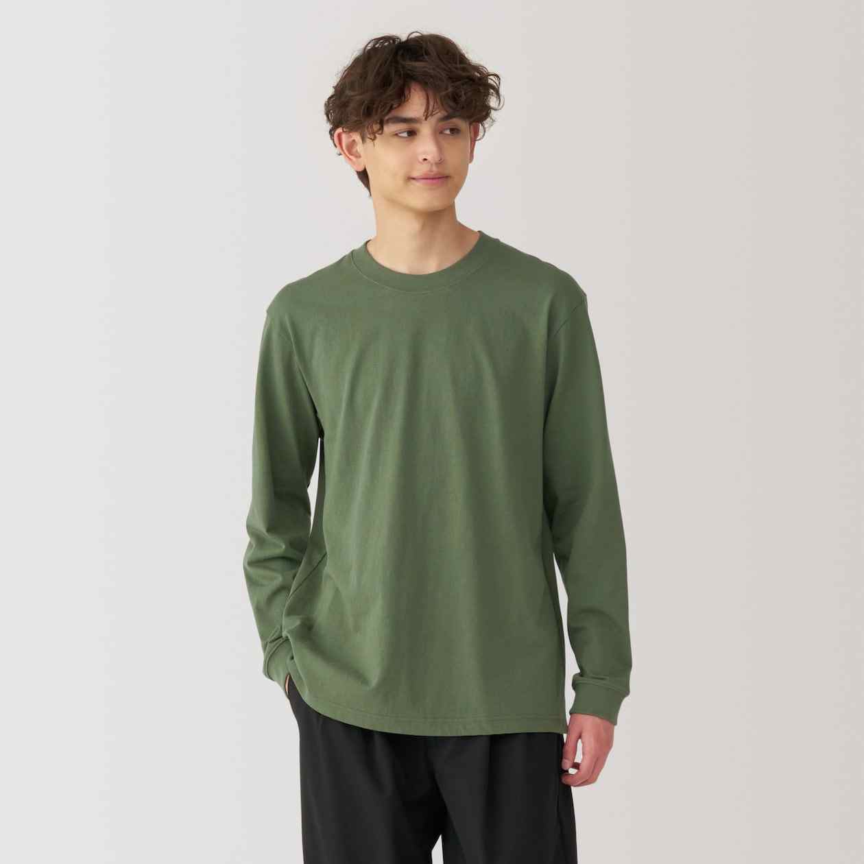 MUJI | Hashed heavy weight jersey crew neck Long Sleeve T-shirt