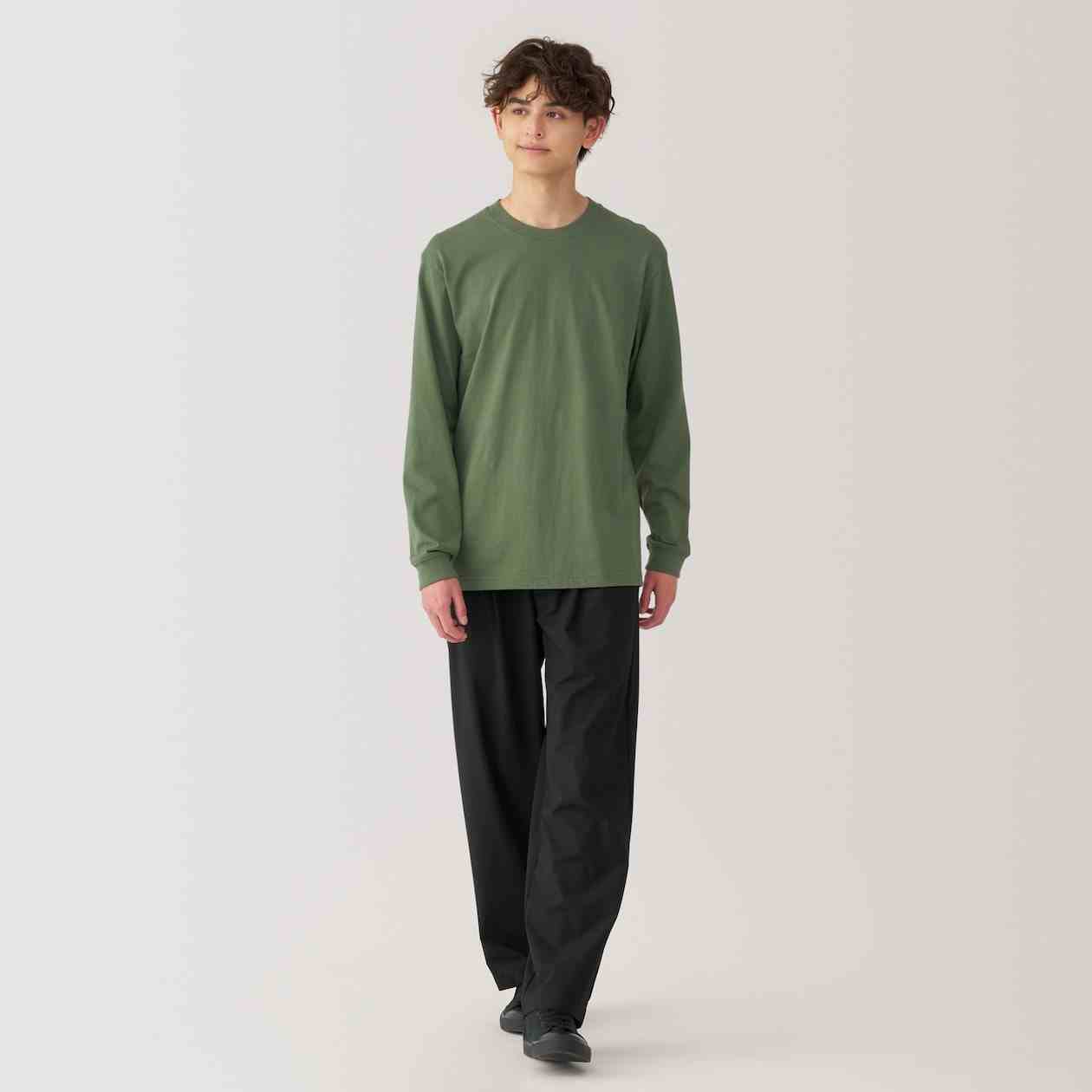 MUJI | Hashed heavy weight jersey crew neck Long Sleeve T-shirt