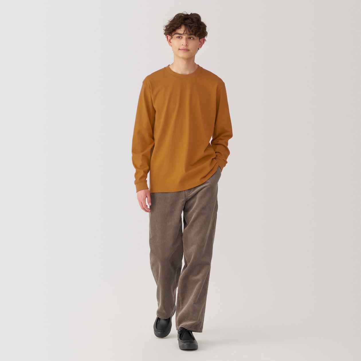 Hashed heavy weight jersey crew neck Long Sleeve T-shirt