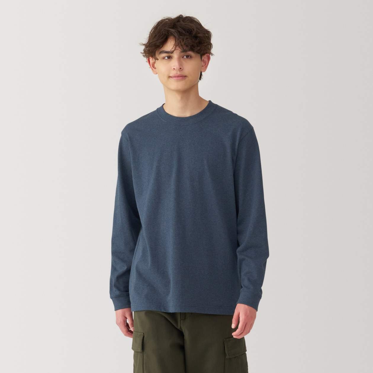 Hashed heavy weight jersey crew neck Long Sleeve T-shirt