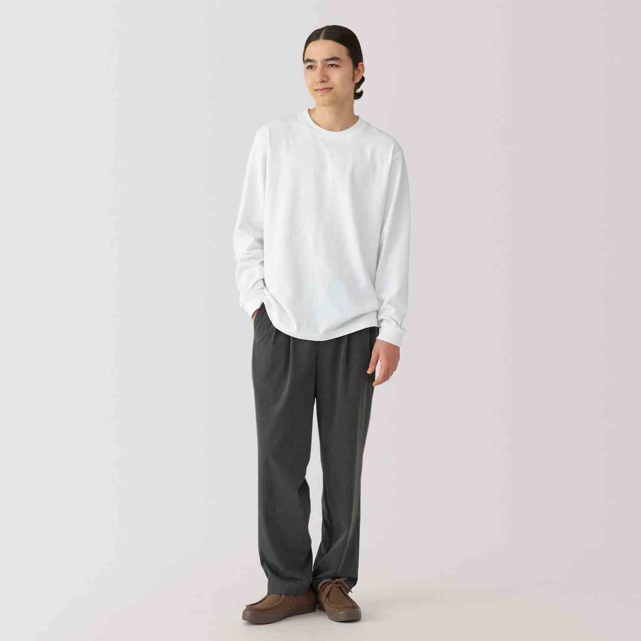 MUJI | Hashed heavy weight jersey crew neck Long Sleeve T-shirt