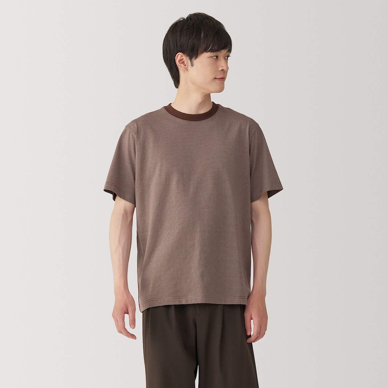 Jersey striped crew neck Short Sleeve T-shirt(OS)