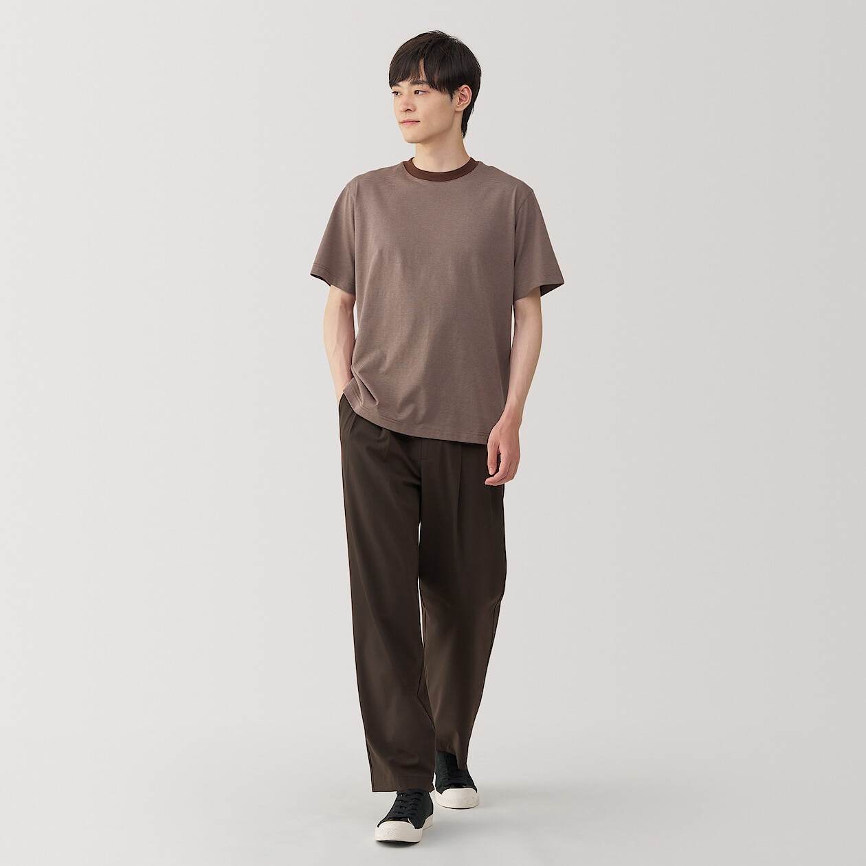 Jersey striped crew neck Short Sleeve T-shirt(OS)