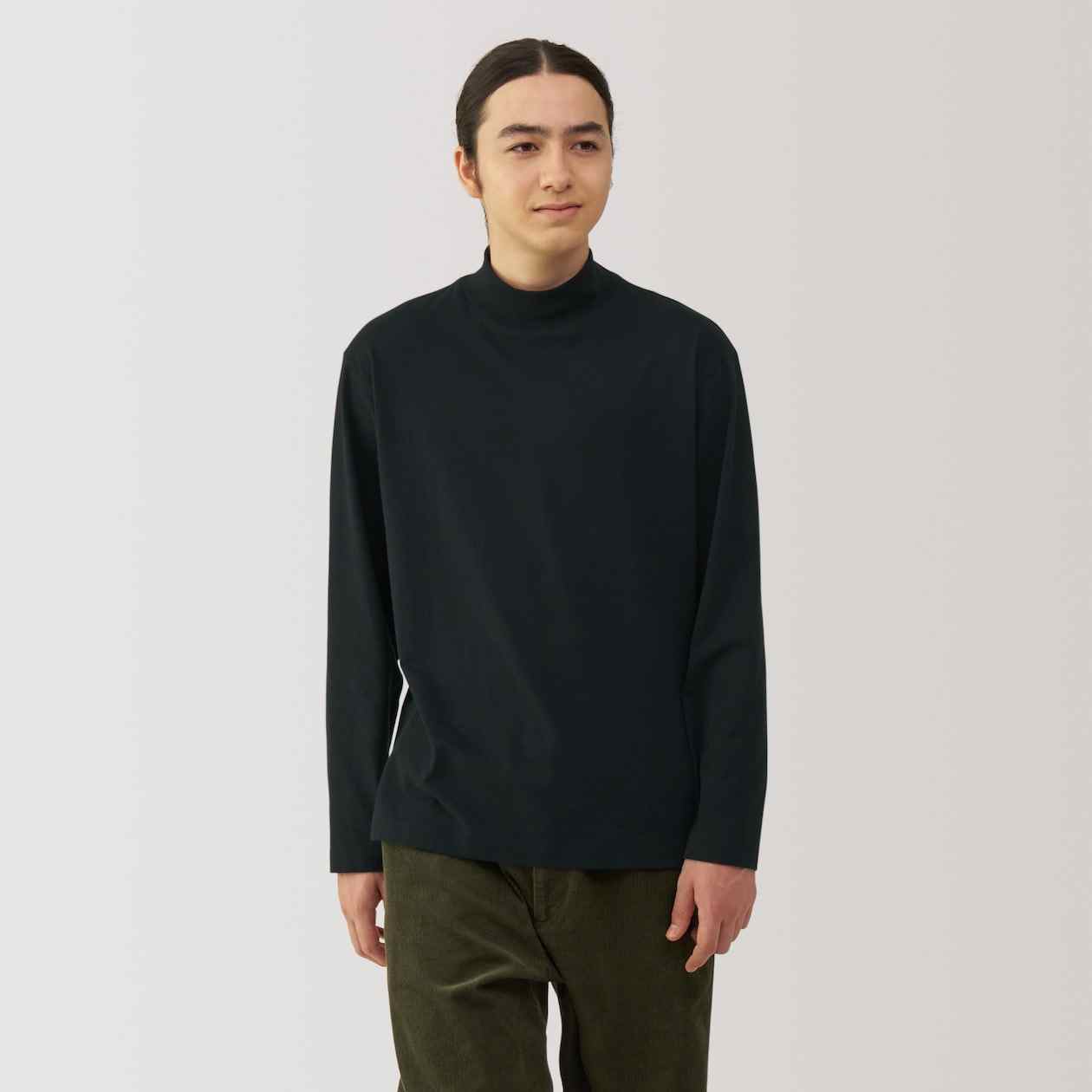 Brushed jersey high neck Long Sleeve T-shirt