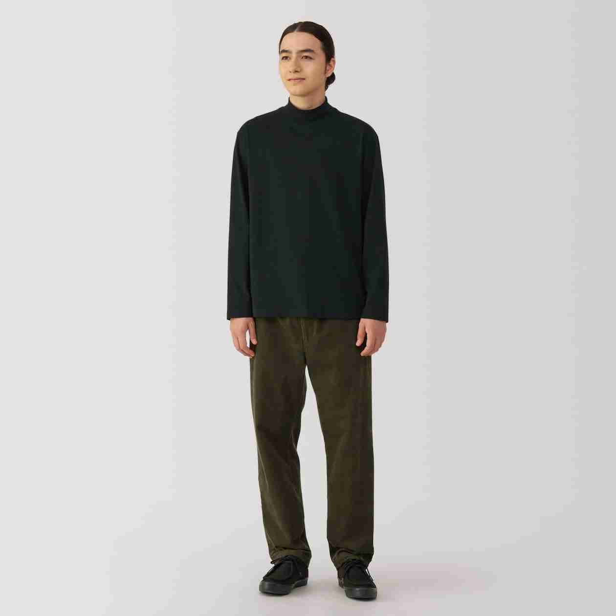 Brushed jersey high neck Long Sleeve T-shirt