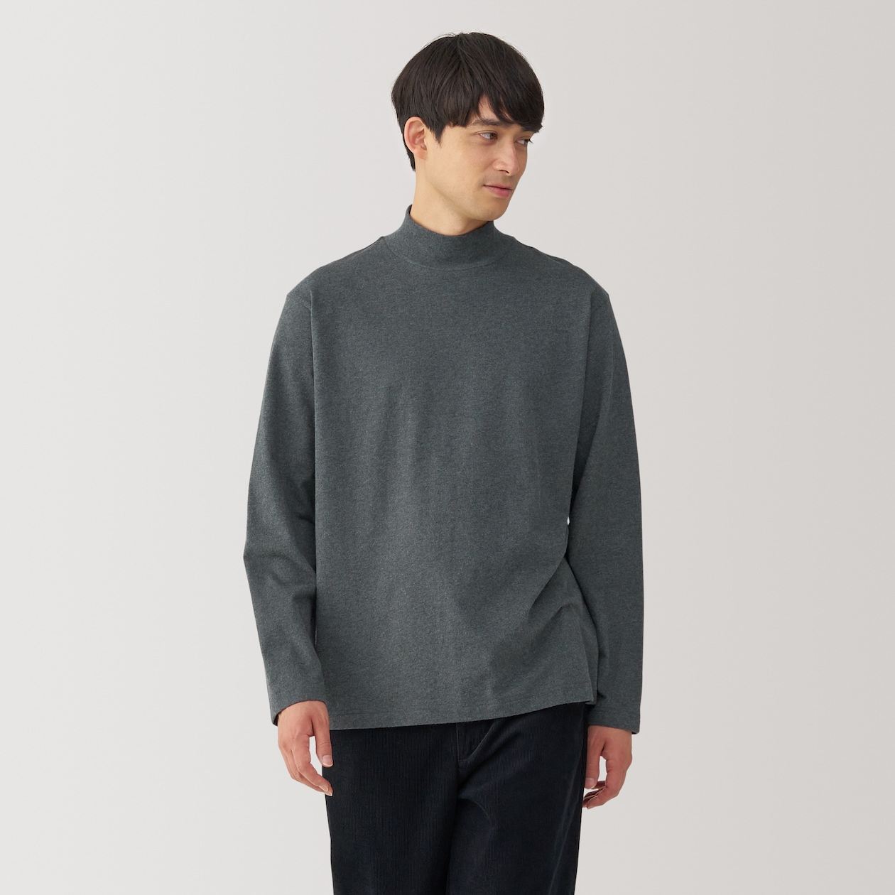 Brushed jersey high neck Long Sleeve T-shirt