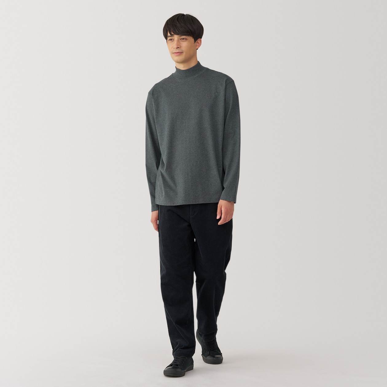 Brushed jersey high neck Long Sleeve T-shirt