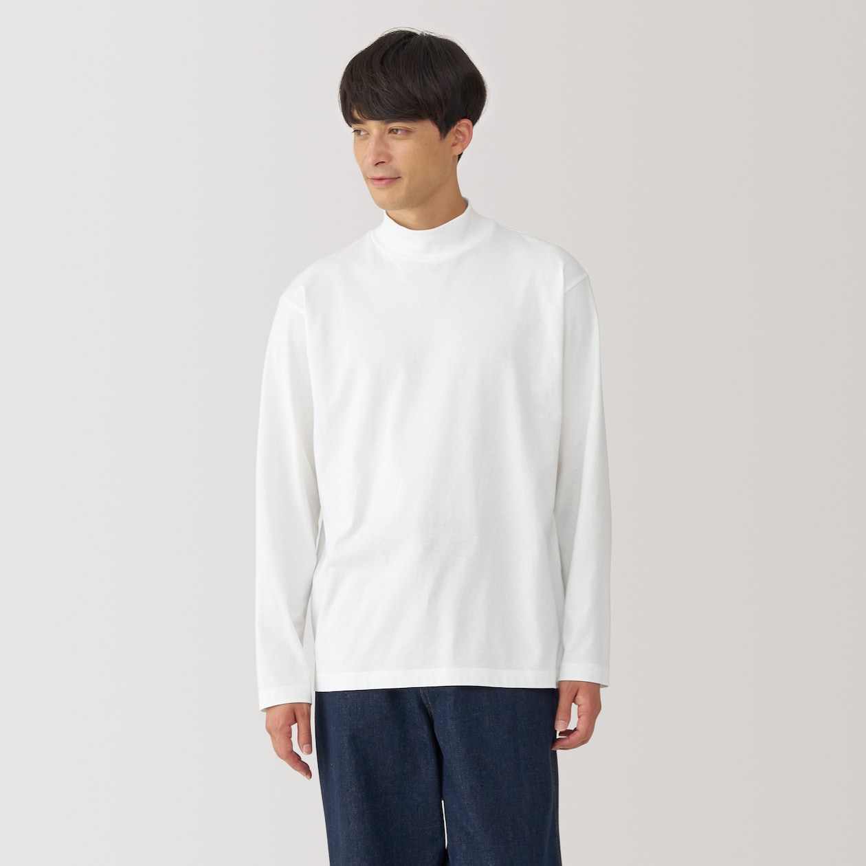 Brushed jersey high neck Long Sleeve T-shirt