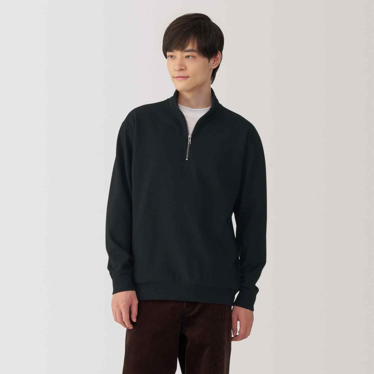 MUJI | Double knits milano rib half zip pullover