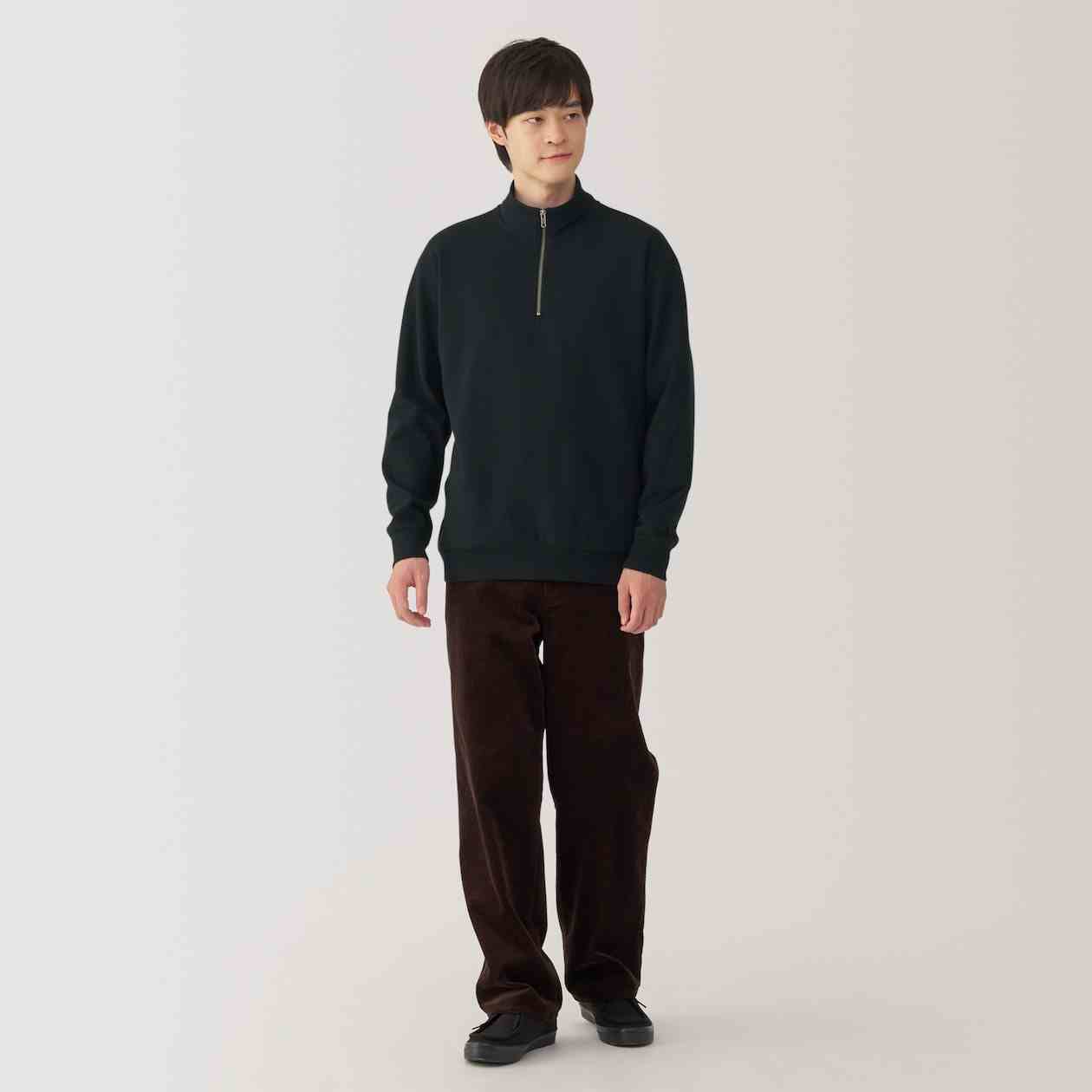MUJI | Double knits milano rib half zip pullover