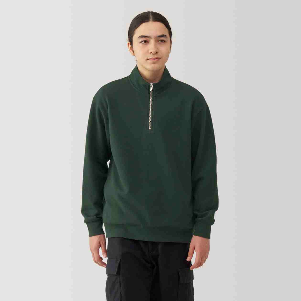 MUJI | Double knits milano rib half zip pullover