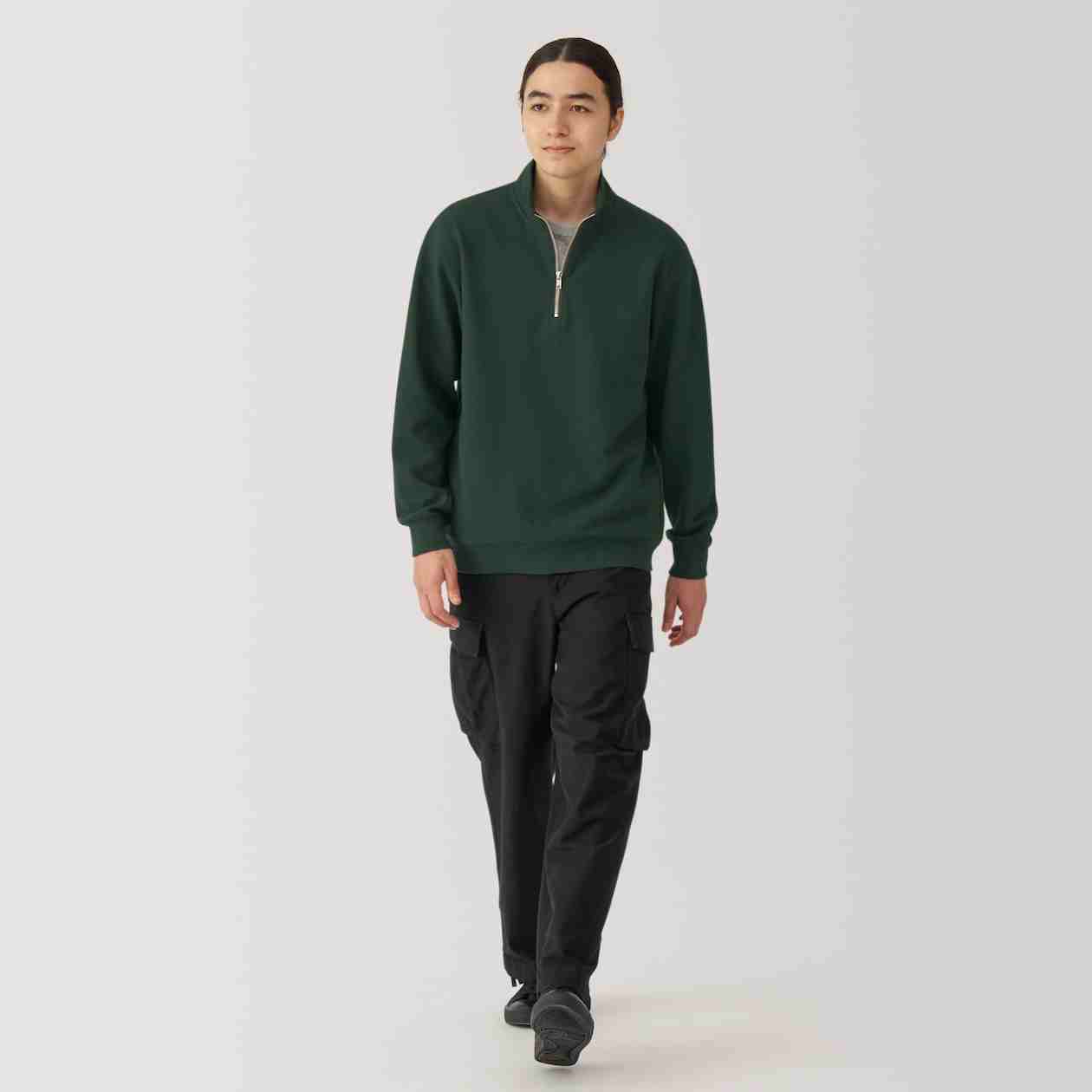 MUJI | Double knits milano rib half zip pullover