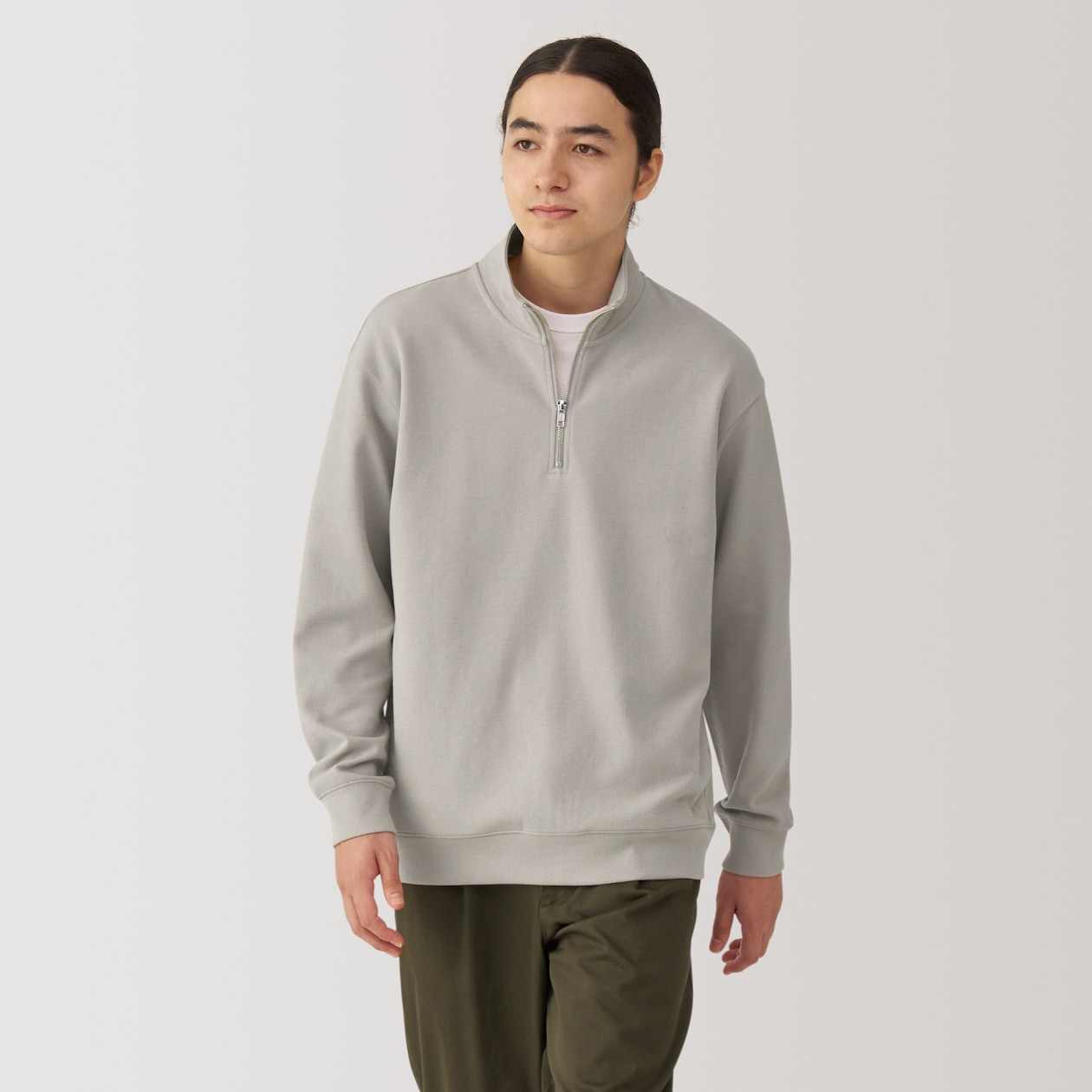 MUJI | Double knits milano rib half zip pullover