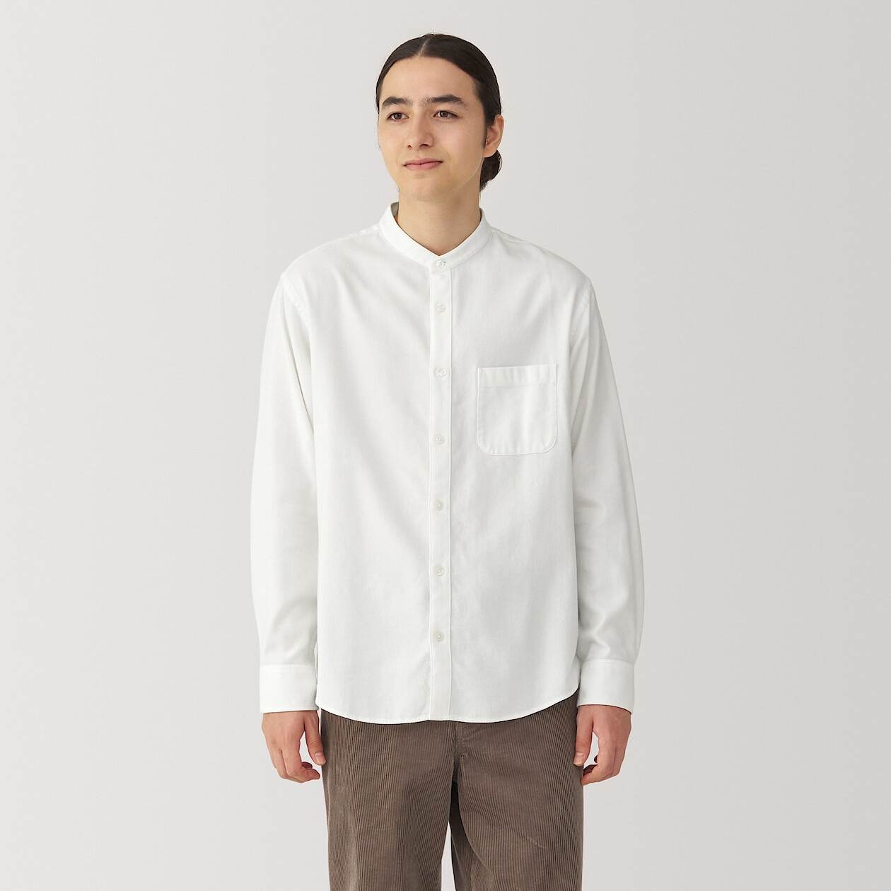 Flanne Stand collarl Long Sleeve Shirt