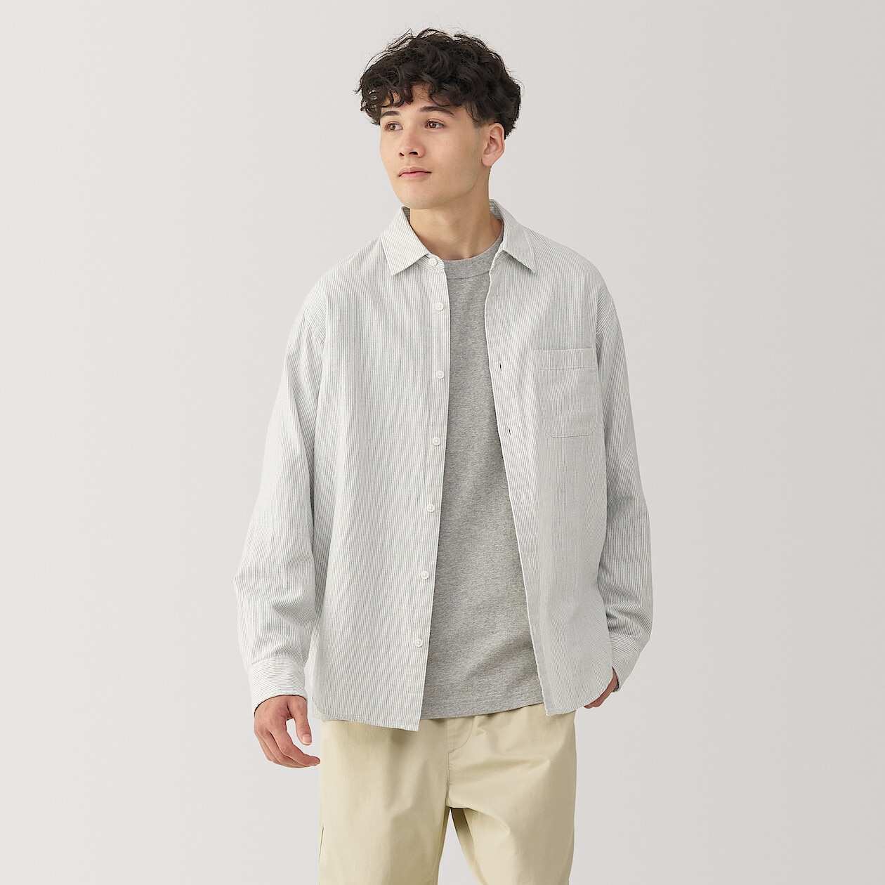 Kapok blended double gauze Long Sleeve shirt