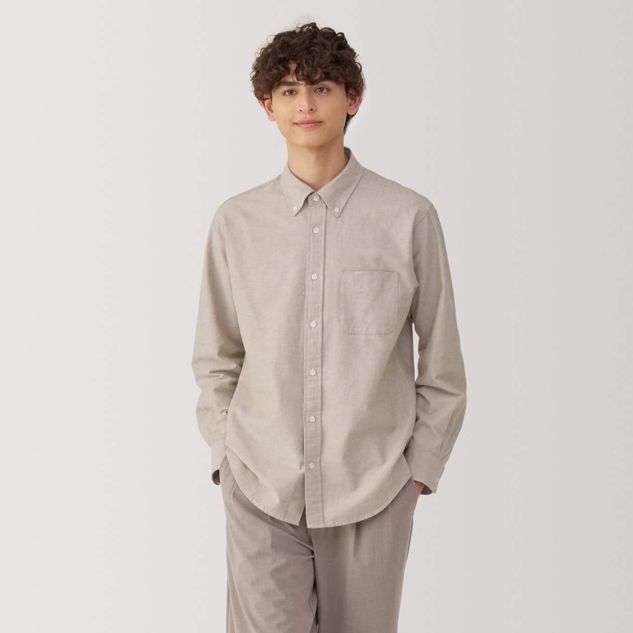 Washed oxford button down Long Sleeve shirt