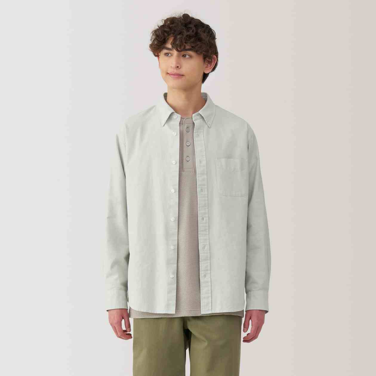 Washed oxford button down Long Sleeve shirt