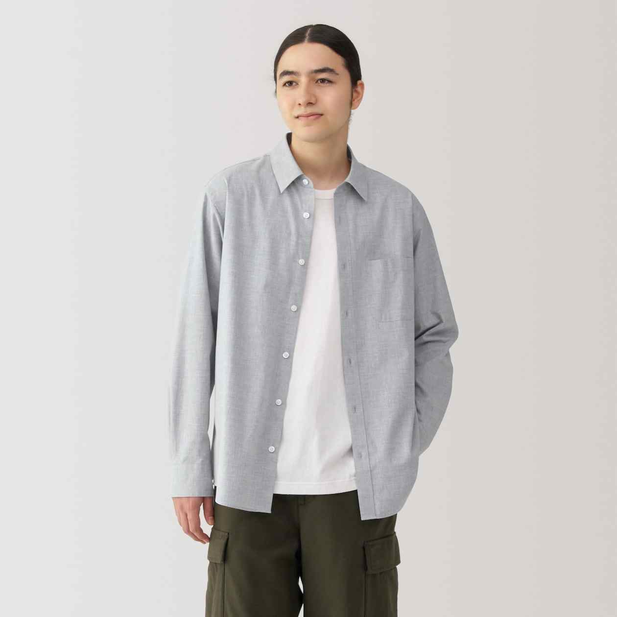 Reclaimed cotton blend Washed broadcloth Long Sleeve shirt