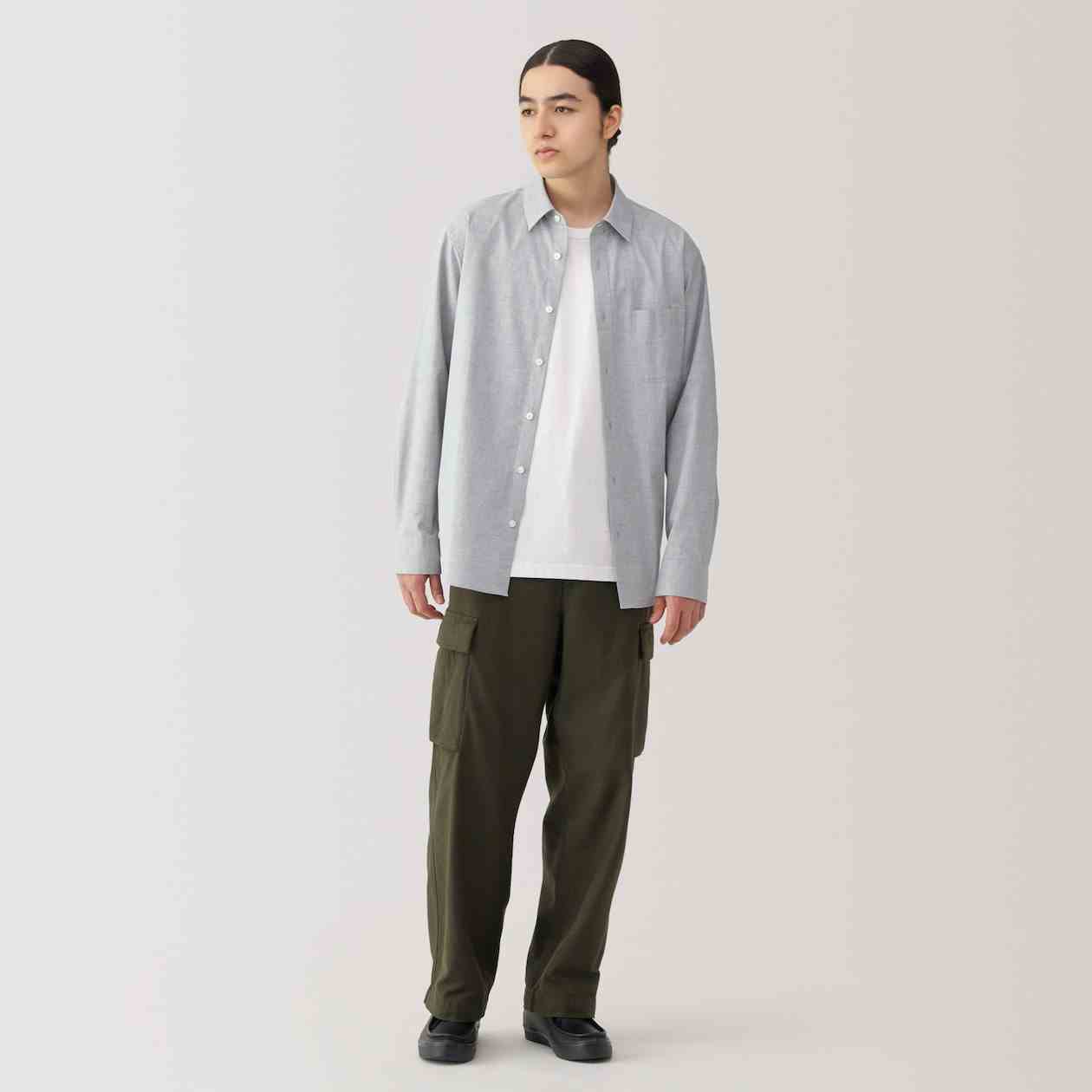 Reclaimed cotton blend Washed broadcloth Long Sleeve shirt